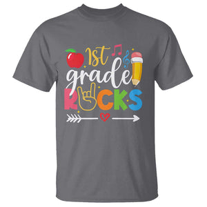 First Grade Rocks T Shirt Back To School Pencil TS11 Charcoal Print Your Wear
