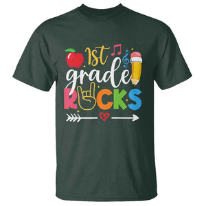 First Grade Rocks T Shirt Back To School Pencil TS11 Dark Forest Green Print Your Wear