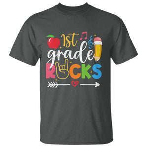 First Grade Rocks T Shirt Back To School Pencil TS11 Dark Heather Print Your Wear