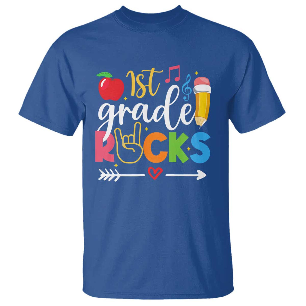 First Grade Rocks T Shirt Back To School Pencil TS11 Royal Blue Print Your Wear