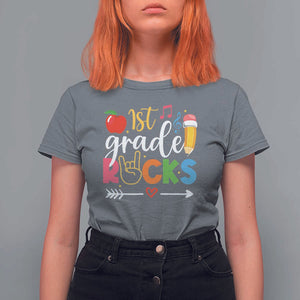 First Grade Rocks T Shirt For Women Back To School Pencil TS11 Charcoal Print Your Wear