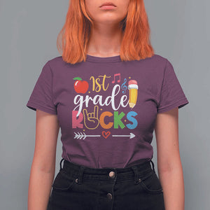 First Grade Rocks T Shirt For Women Back To School Pencil TS11 Maroon Print Your Wear