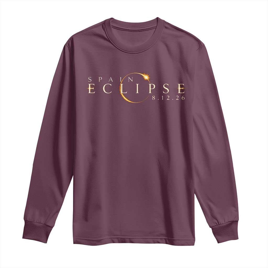 Spain Solar Eclipse 2026 Long Sleeve Shirt August 12 2026 Total Eclipse