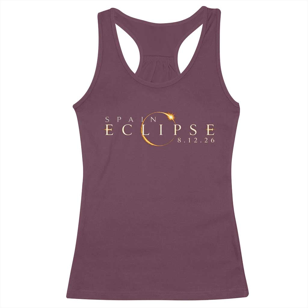 Spain Solar Eclipse 2026 Racerback Tank Top August 12 2026 Total Eclipse