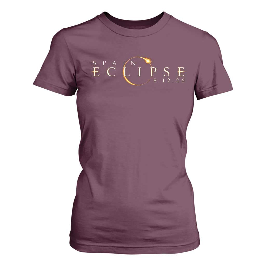 Spain Solar Eclipse 2026 T Shirt For Women August 12 2026 Total Eclipse