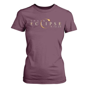 Spain Solar Eclipse 2026 T Shirt For Women August 12 2026 Total Eclipse