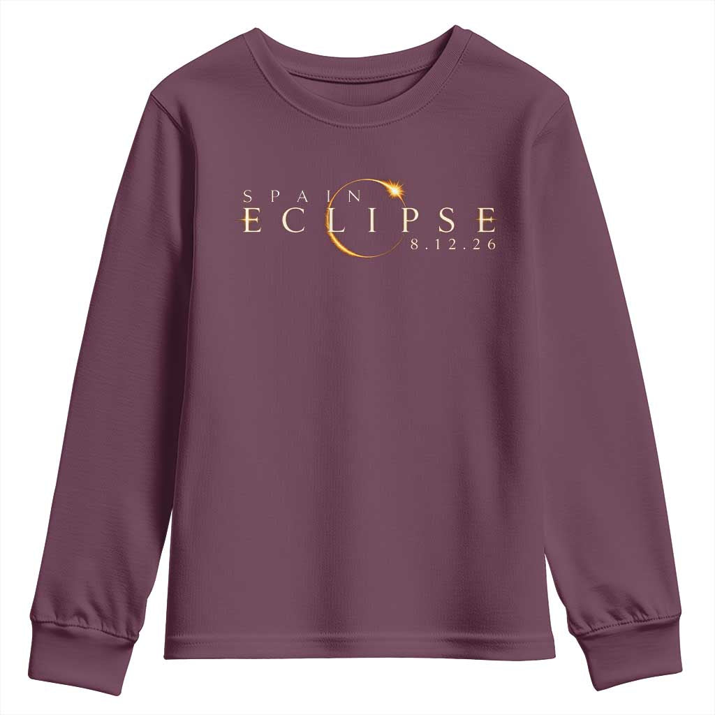 Spain Solar Eclipse 2026 Youth Sweatshirt August 12 2026 Total Eclipse