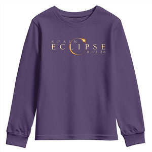 Spain Solar Eclipse 2026 Youth Sweatshirt August 12 2026 Total Eclipse