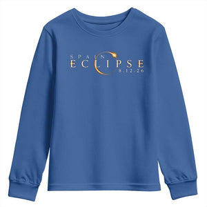 Spain Solar Eclipse 2026 Youth Sweatshirt August 12 2026 Total Eclipse