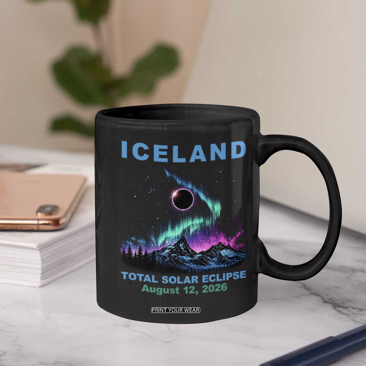 Iceland Total Solar Eclipse 2026 Coffee Mug August 12 Eclipse Totality Chaser Aurora Northern Lights