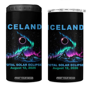 Iceland Total Solar Eclipse 2026 4 in 1 Can Cooler Tumbler August 12 Eclipse Totality Chaser Aurora Northern Lights