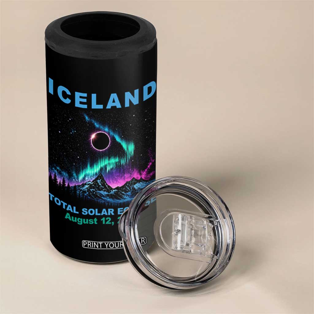Iceland Total Solar Eclipse 2026 4 in 1 Can Cooler Tumbler August 12 Eclipse Totality Chaser Aurora Northern Lights