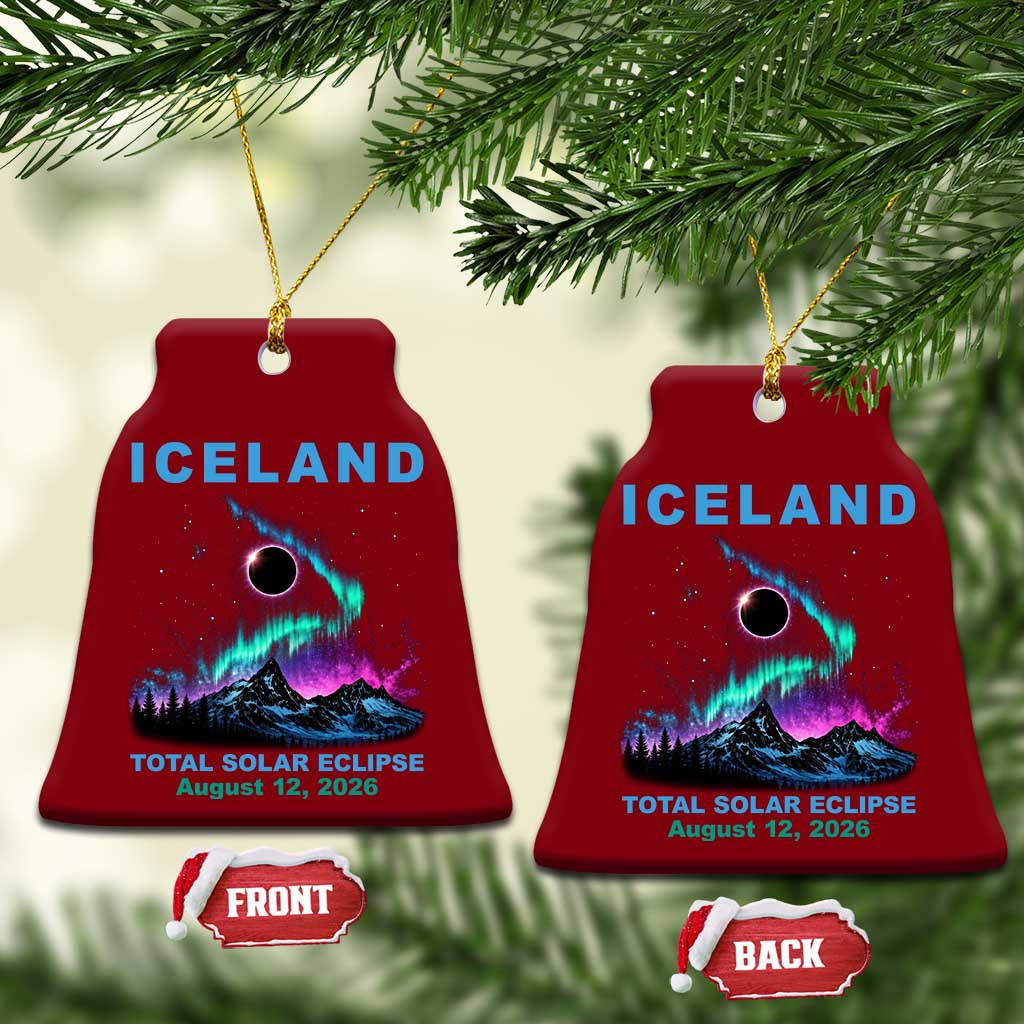 Iceland Total Solar Eclipse 2026 Ceramic Ornament August 12 Eclipse Totality Chaser Aurora Northern Lights