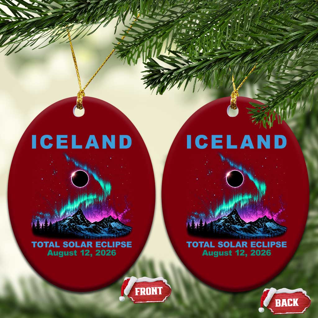 Iceland Total Solar Eclipse 2026 Ceramic Ornament August 12 Eclipse Totality Chaser Aurora Northern Lights