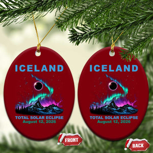 Iceland Total Solar Eclipse 2026 Ceramic Ornament August 12 Eclipse Totality Chaser Aurora Northern Lights