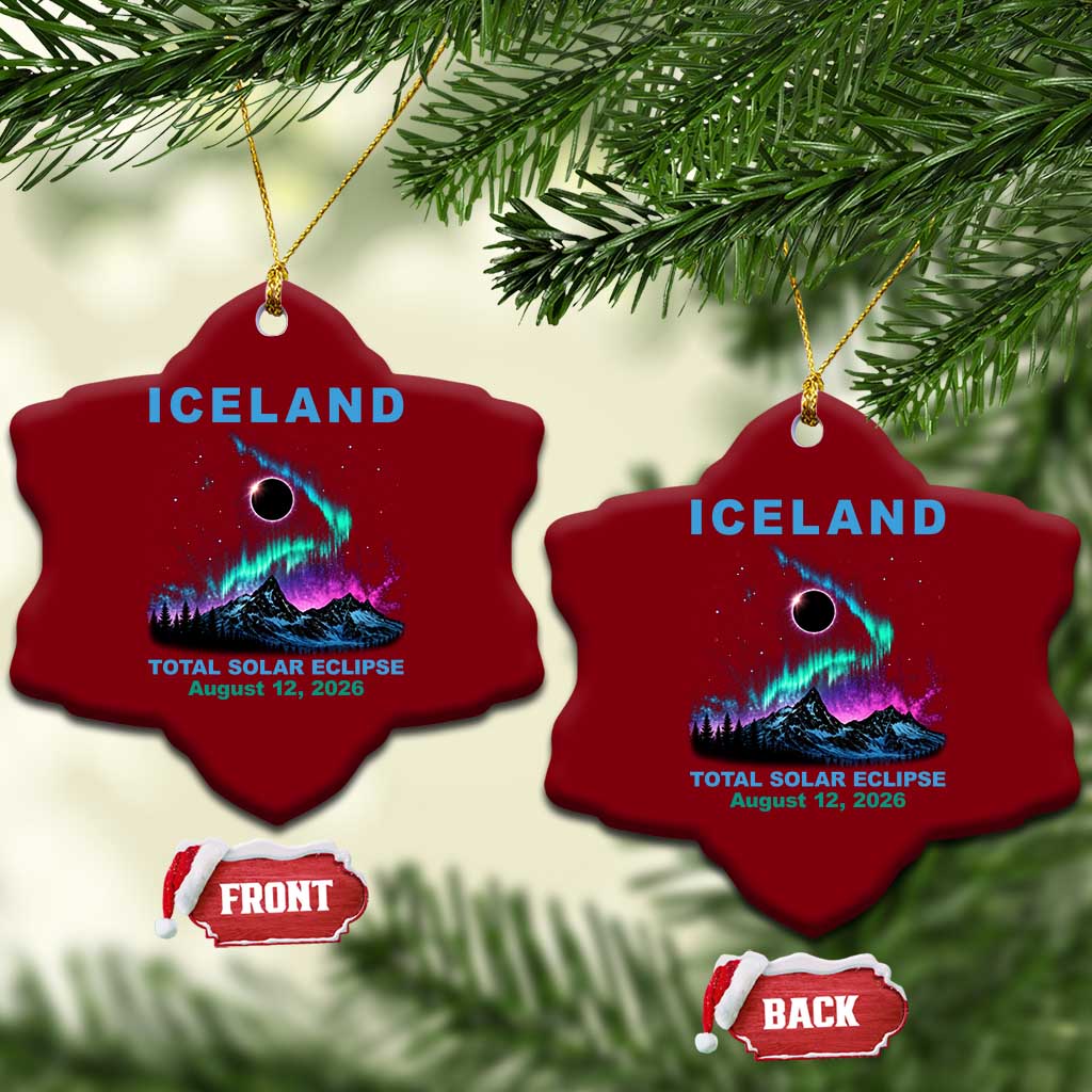 Iceland Total Solar Eclipse 2026 Ceramic Ornament August 12 Eclipse Totality Chaser Aurora Northern Lights