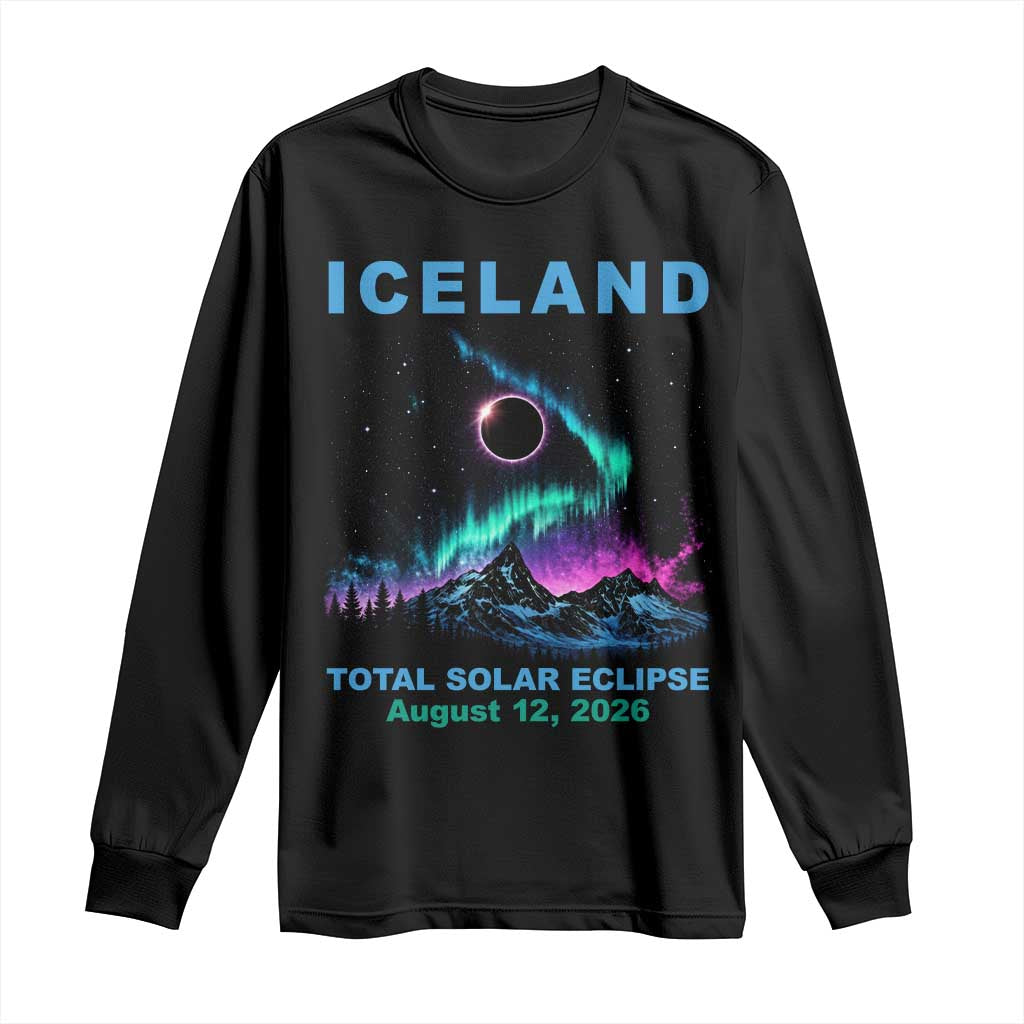 Iceland Total Solar Eclipse 2026 Long Sleeve Shirt August 12 Eclipse Totality Chaser Aurora Northern Lights