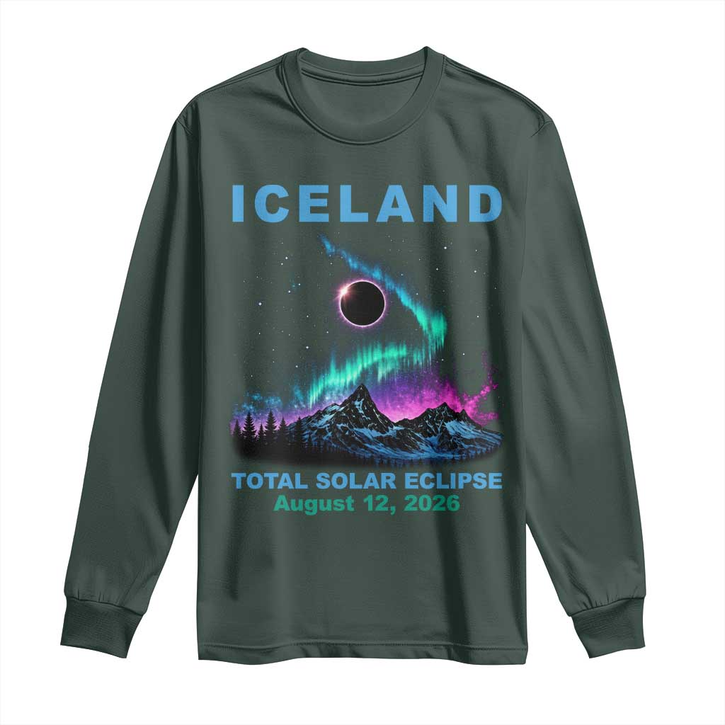 Iceland Total Solar Eclipse 2026 Long Sleeve Shirt August 12 Eclipse Totality Chaser Aurora Northern Lights