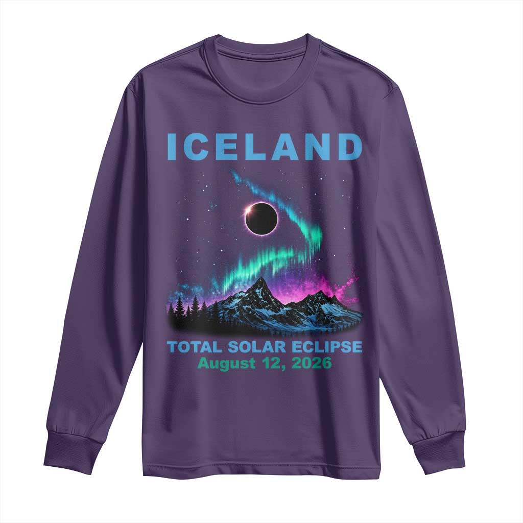 Iceland Total Solar Eclipse 2026 Long Sleeve Shirt August 12 Eclipse Totality Chaser Aurora Northern Lights