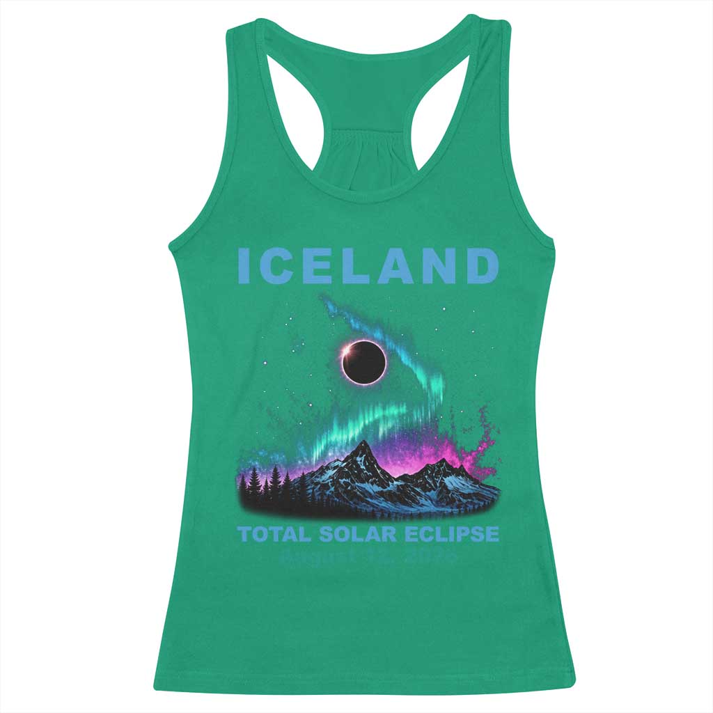 Iceland Total Solar Eclipse 2026 Racerback Tank Top August 12 Eclipse Totality Chaser Aurora Northern Lights