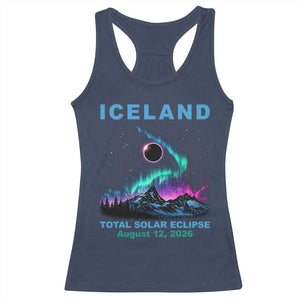 Iceland Total Solar Eclipse 2026 Racerback Tank Top August 12 Eclipse Totality Chaser Aurora Northern Lights