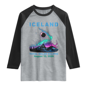 Iceland Total Solar Eclipse 2026 Raglan Shirt August 12 Eclipse Totality Chaser Aurora Northern Lights