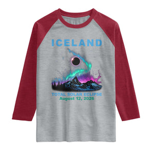 Iceland Total Solar Eclipse 2026 Raglan Shirt August 12 Eclipse Totality Chaser Aurora Northern Lights