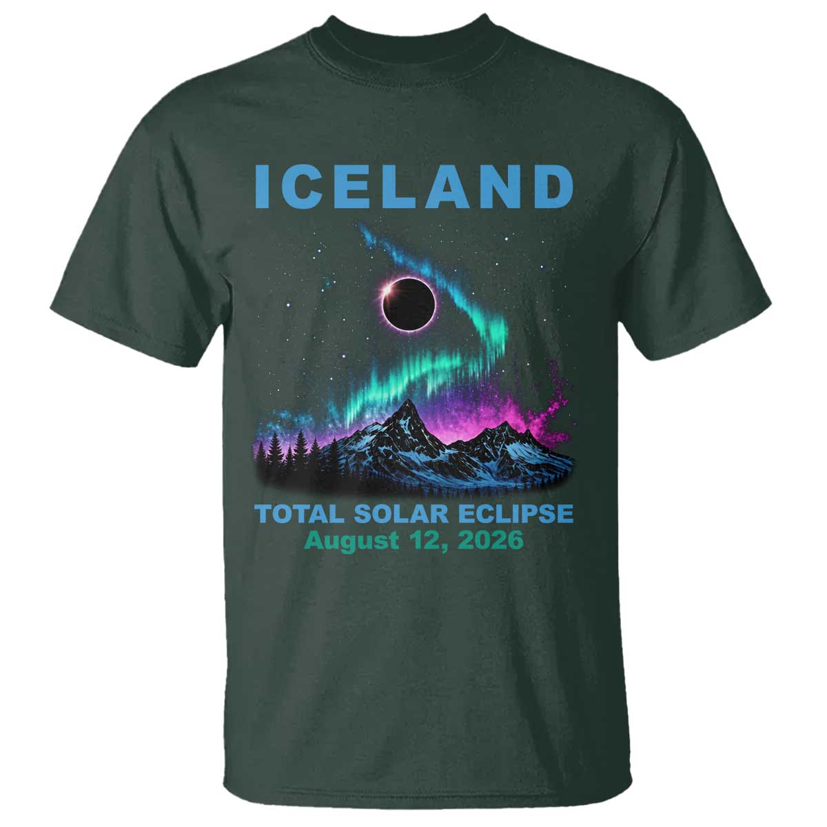 Iceland Total Solar Eclipse 2026 T Shirt August 12 Eclipse Totality Chaser Aurora Northern Lights