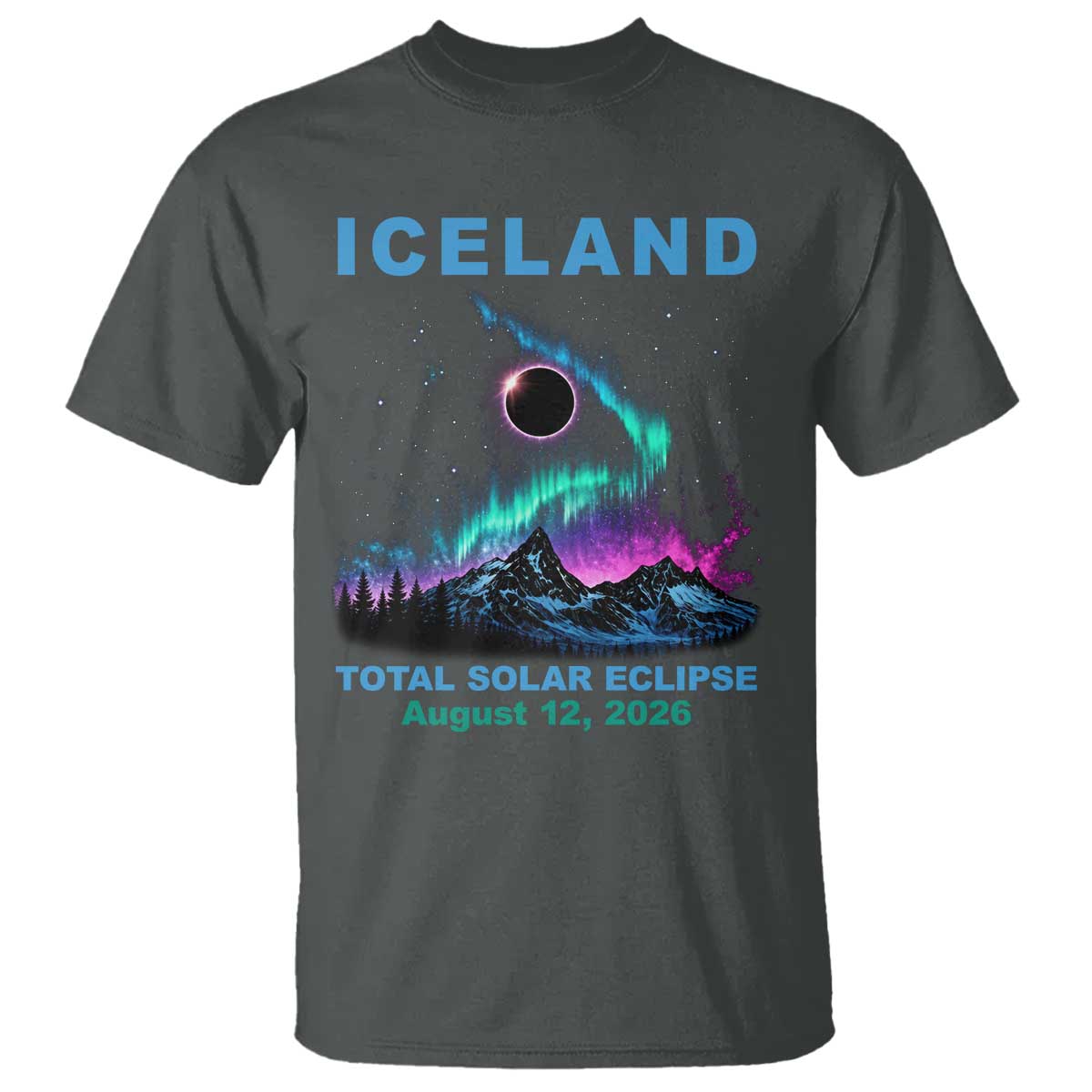 Iceland Total Solar Eclipse 2026 T Shirt August 12 Eclipse Totality Chaser Aurora Northern Lights