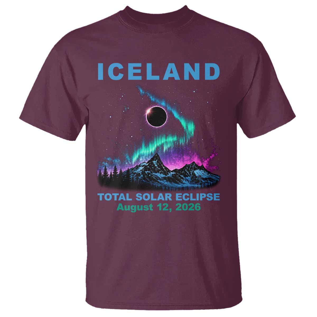 Iceland Total Solar Eclipse 2026 T Shirt August 12 Eclipse Totality Chaser Aurora Northern Lights