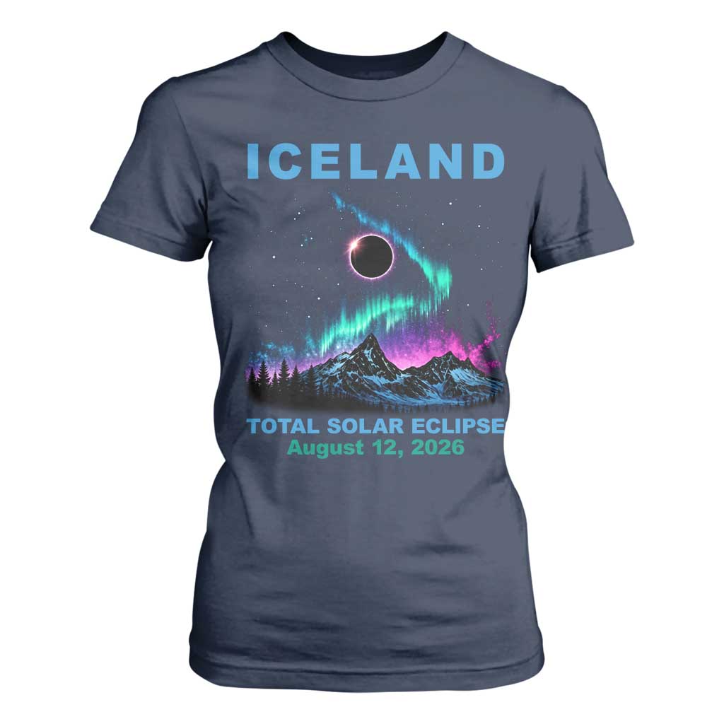Iceland Total Solar Eclipse 2026 T Shirt For Women August 12 Eclipse Totality Chaser Aurora Northern Lights