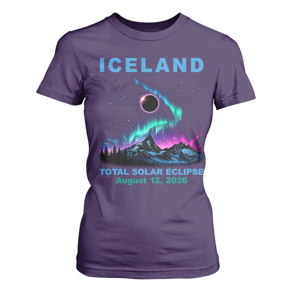 Iceland Total Solar Eclipse 2026 T Shirt For Women August 12 Eclipse Totality Chaser Aurora Northern Lights