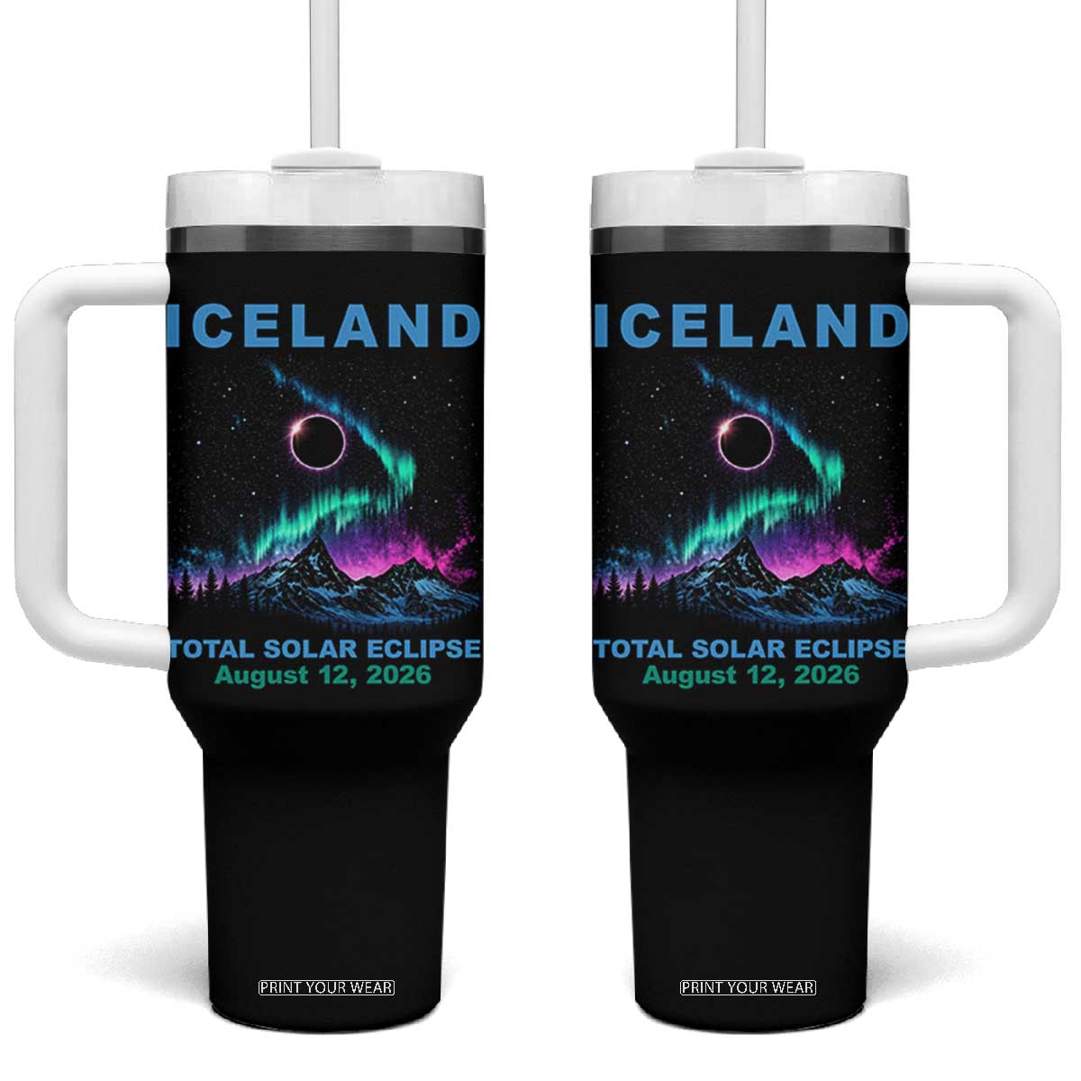 Iceland Total Solar Eclipse 2026 Tumbler With Handle August 12 Eclipse Totality Chaser Aurora Northern Lights