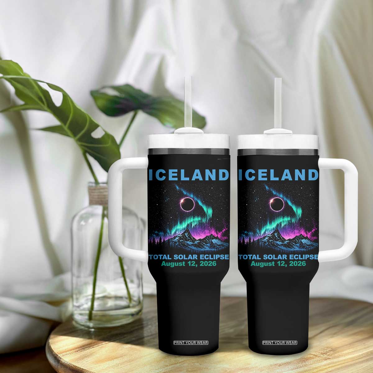 Iceland Total Solar Eclipse 2026 Tumbler With Handle August 12 Eclipse Totality Chaser Aurora Northern Lights