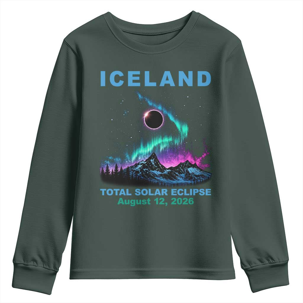 Iceland Total Solar Eclipse 2026 Youth Sweatshirt August 12 Eclipse Totality Chaser Aurora Northern Lights