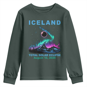 Iceland Total Solar Eclipse 2026 Youth Sweatshirt August 12 Eclipse Totality Chaser Aurora Northern Lights