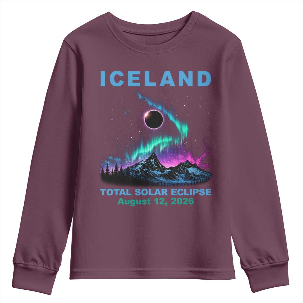 Iceland Total Solar Eclipse 2026 Youth Sweatshirt August 12 Eclipse Totality Chaser Aurora Northern Lights