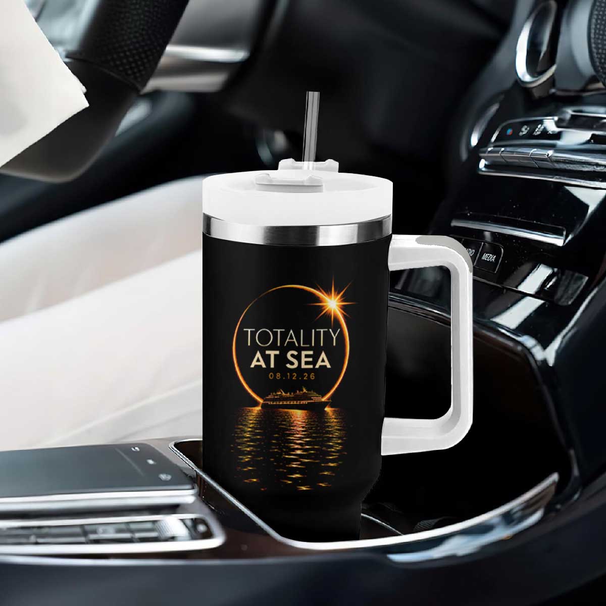 Total Solar Eclipse At Sea 2026 Tumbler With Handle Totality Eclipse Cruise