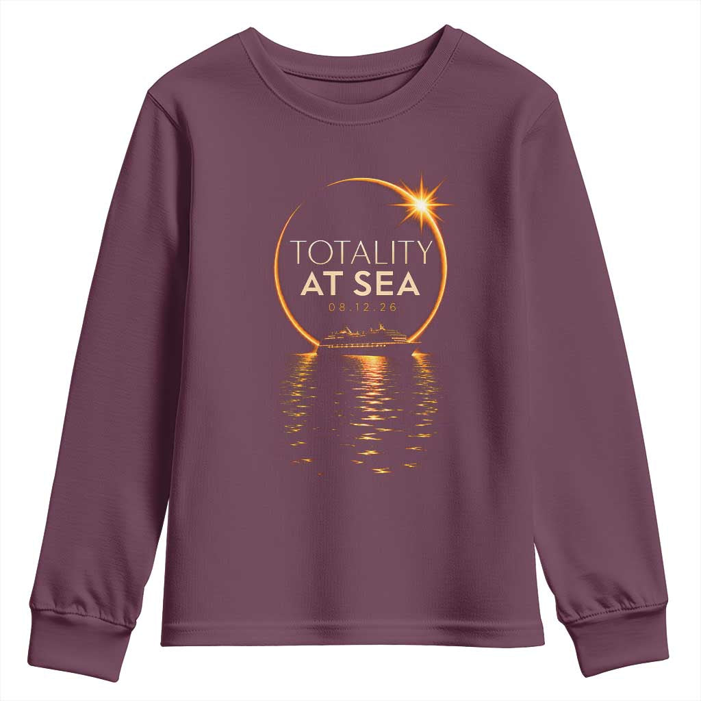 Total Solar Eclipse At Sea 2026 Youth Sweatshirt Totality Eclipse Cruise