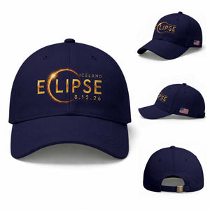 Iceland Eclipse 2026 Baseball Cap August 12 26 Solar Eclipse Totality TS11 Baseball Cap Universal Fit Dark Blue Print Your Wear