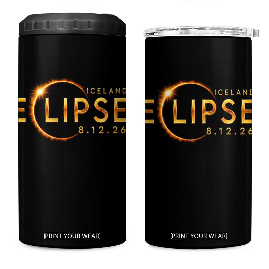 Iceland Eclipse 2026 4 in 1 Can Cooler Tumbler August 12 26 Solar Eclipse Totality