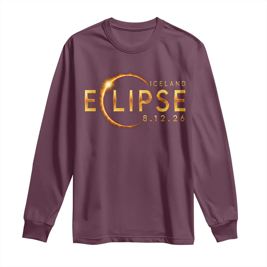 Iceland Eclipse 2026 Long Sleeve Shirt August 12 26 Solar Eclipse Totality
