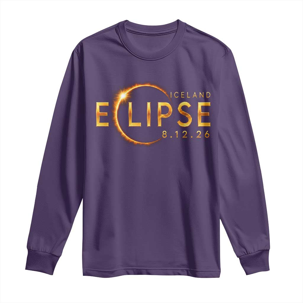 Iceland Eclipse 2026 Long Sleeve Shirt August 12 26 Solar Eclipse Totality