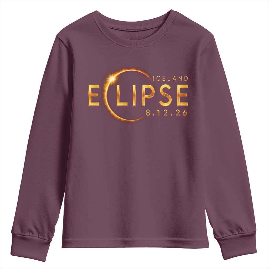 Iceland Eclipse 2026 Youth Sweatshirt August 12 26 Solar Eclipse Totality