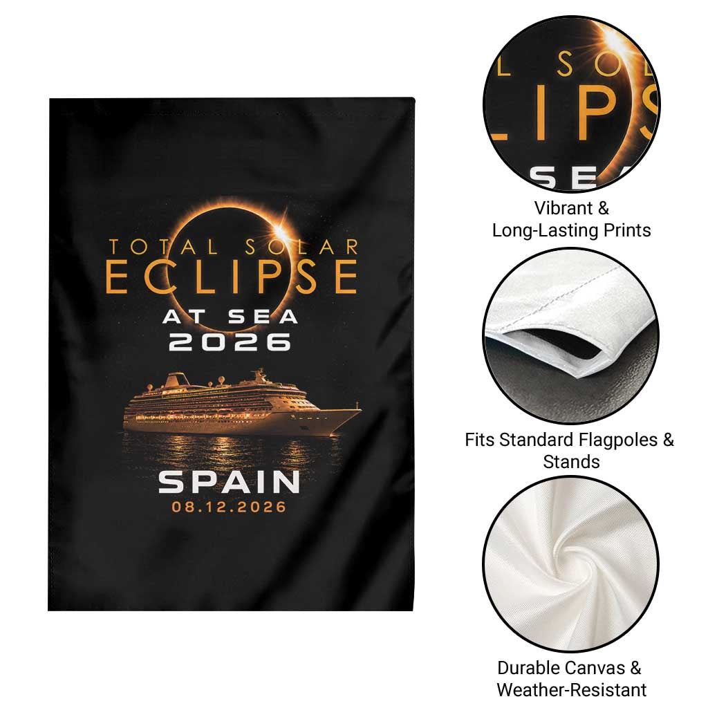 Spain Total Solar Eclipse 2026 At Sea Cruise Garden Flag