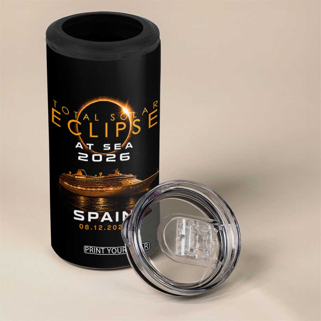 Spain Total Solar Eclipse 2026 At Sea Cruise 4 in 1 Can Cooler Tumbler