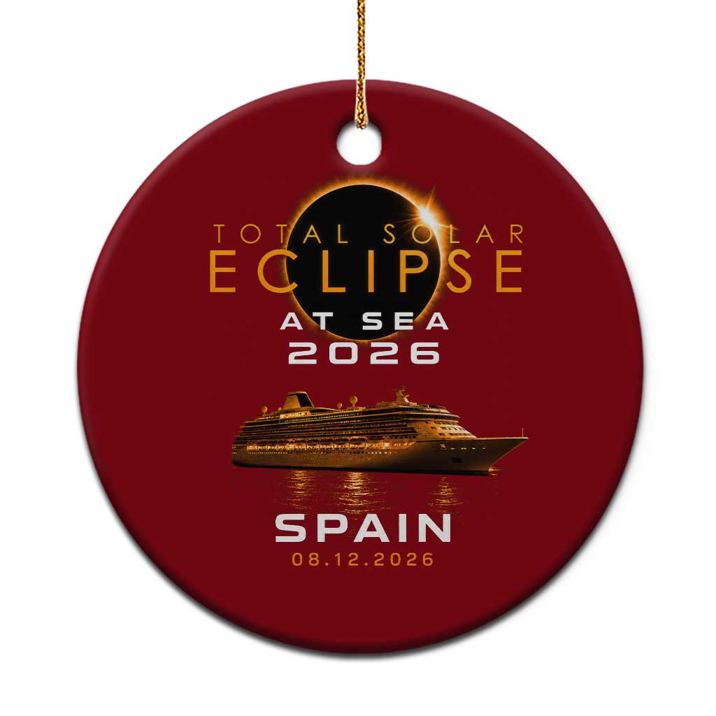Spain Total Solar Eclipse 2026 At Sea Cruise Ceramic Ornament
