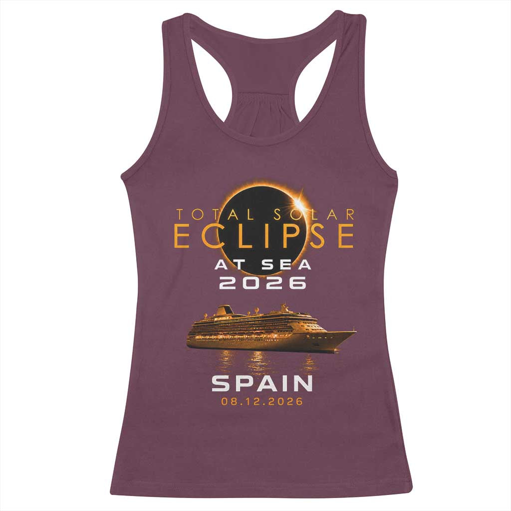 Spain Total Solar Eclipse 2026 At Sea Cruise Racerback Tank Top