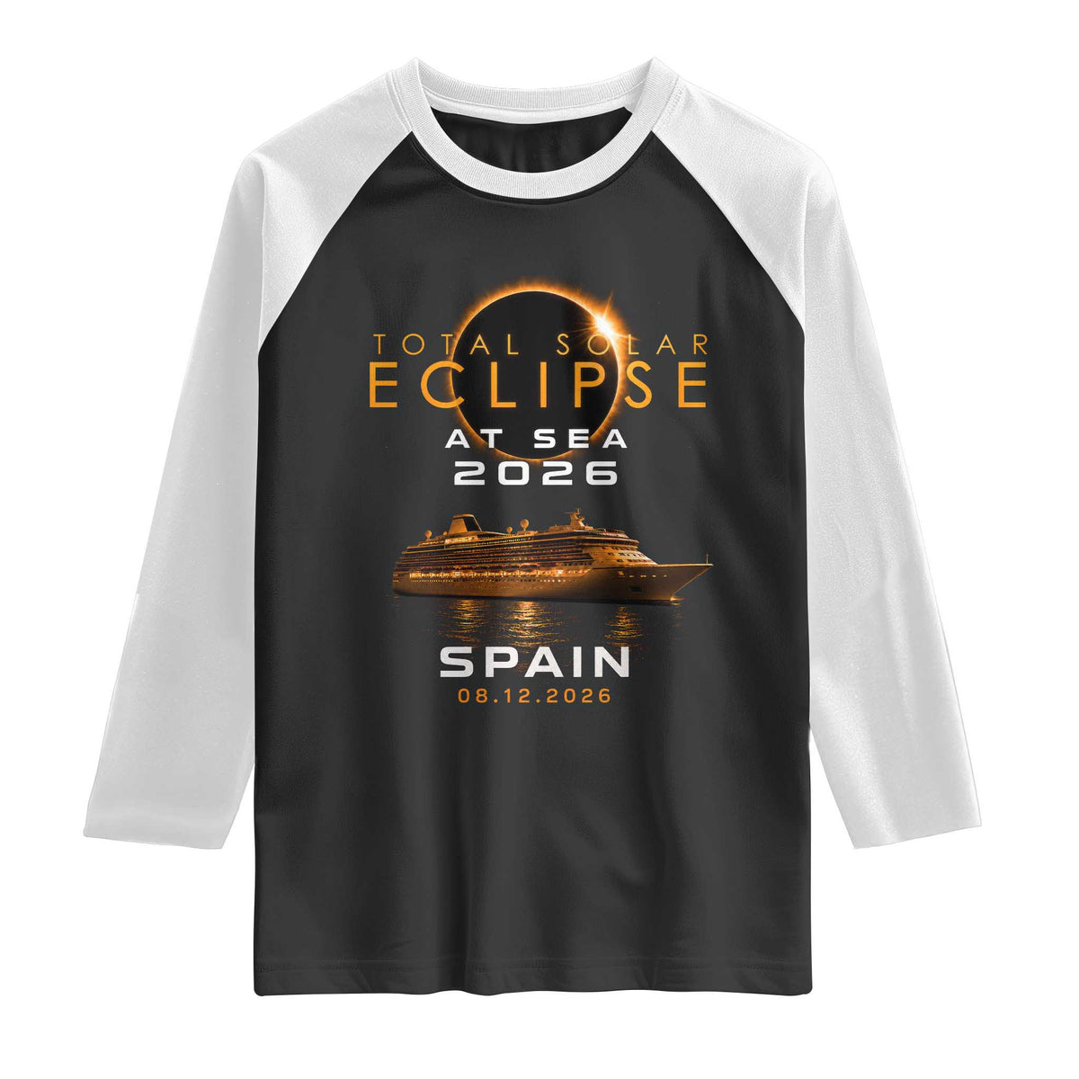 Spain Total Solar Eclipse 2026 At Sea Cruise Raglan Shirt