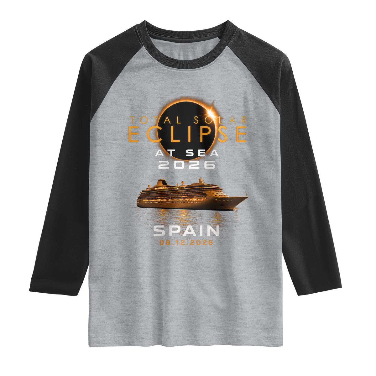 Spain Total Solar Eclipse 2026 At Sea Cruise Raglan Shirt